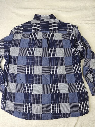Vintage Brooks Brothers Shirt Mens L Blue Plaid Patchwork Sport Preppy Office - Picture 8 of 11