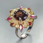 Gemstone Natural Smoky Quartz Ring 925 Sterling Silver Size 6 /R451774