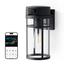 Outdoor Porch Light Camera 2K Wi-Fi Security Cam with AI Human Detection 2 Way