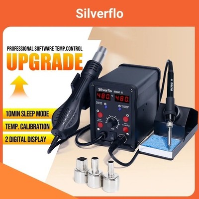 Silverflo 750W 2 IN 1 LED Heißluft Rework Lötstation Lötkolben Entlötstation Set