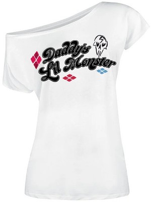 Suicide Squad T-Shirt Damen Harley Quinn - Daddy's Lil Monster weiß