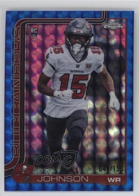 2025 Chrome Rookies Blue Geometric Refractor 46/150 Tez Johnson Rookie RC 1eq2