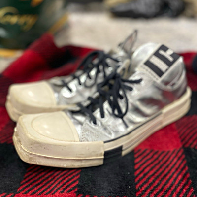 Rick Owens x Converse TURBODRK Men s Silver Low Top Canvas Lace-Up Sneakers