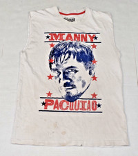 Sleeveless T-Shirt Manny Pacquiao Size S Pacman Dirty White Graphic Tee 2015