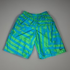 Nike Swim Trunks Boys XL Neon Green All Over Swoosh Print Mesh Lined Pockets