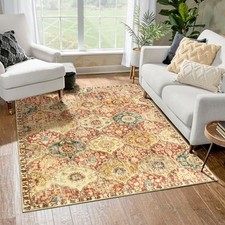 Moroccan Trellis Washable Small Area Rug, 3x5 Area Rug for Bedroom Living