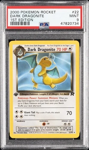 2000 POKEMON ROCKET 1ST ED #22 DARK DRAGONITE PSA 9