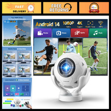 WiFi Bluetooth Smart Projector, Native 1080P, 4K Support, Home Theater Device