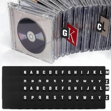 52 Pcs Vinyl Record Dividers A-Z DVD CD File Alphabet Organizer Black