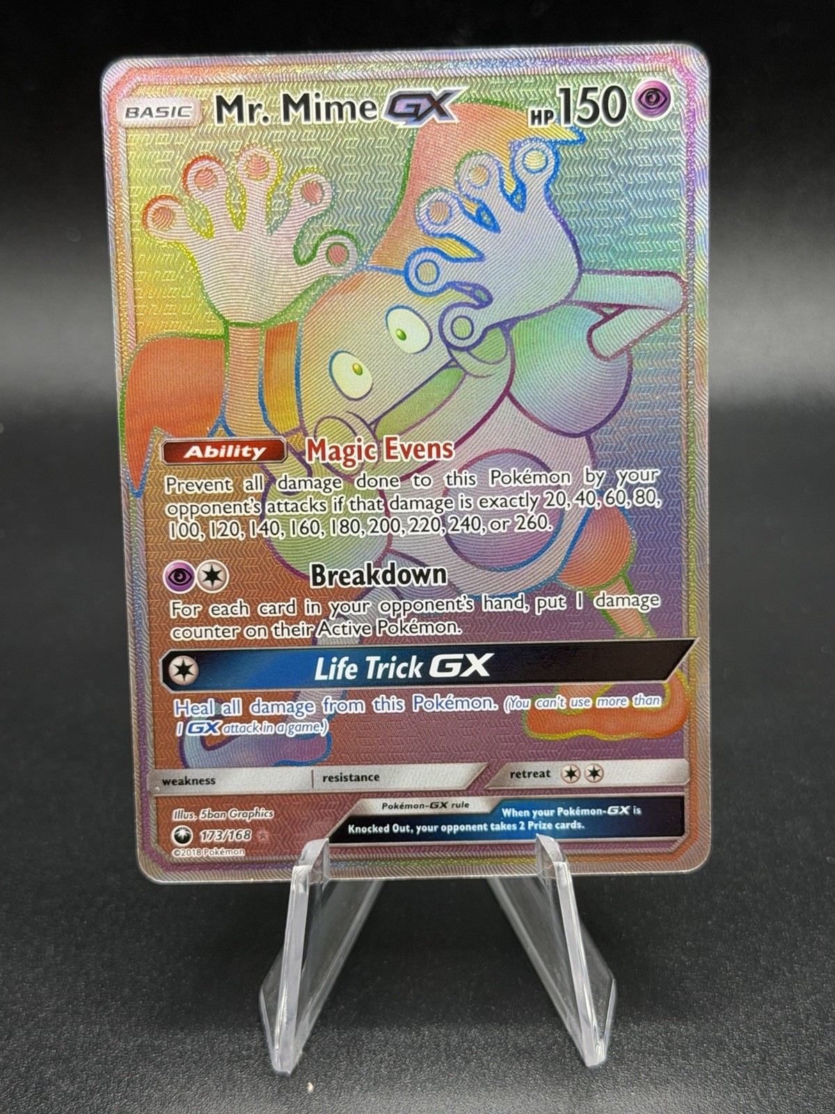 Pokemon Mr. Mime GX - 173/168 - Celestial Storm - Secret Rainbow Rare NM CG3