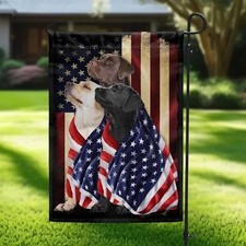 Labrador Retriever Dogs American Patriot Wrapped in Glory Flag Graden Flag