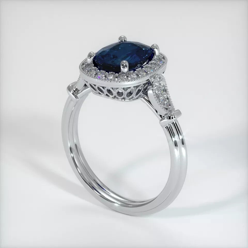 Oval Cut Lab Created Blue Sapphire 14K White Gold Over Engagement Wedding Ring