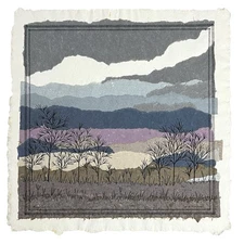 Heartland MP Marion Mixed Media Landscape • Handmade Paper & Stitched Art 18x18