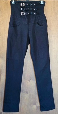 NEW Vintage Y2K Hot Topic Unique Black Buckle High Waist Rise Pants Women Med/30