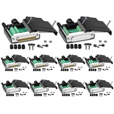 10PCS DB25 Solderless Connector Set, 5 Male  5 Female, RS232 Serial Port Adapte
