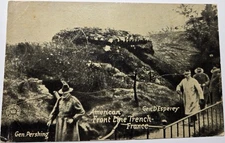 Antique RPPC Real Photo WW1 General Pershing American Front Line Trench France