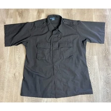 Propper Shirt Mens Large Black Tactical Ripstop Button Up Heavy Pockets