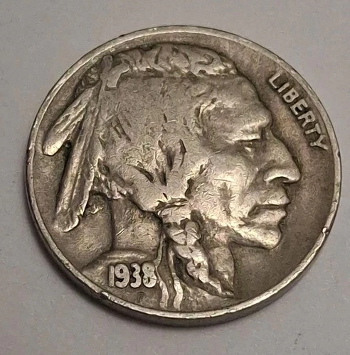 1938-D Buffalo Nickel- FULL HORN-Extra Fine Better Date Nice Original Coin BN835
