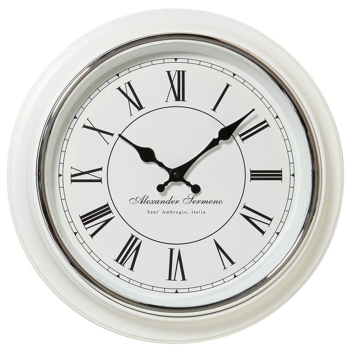 Whole House Worlds Classic Analog White Wall Clock, Italian Style