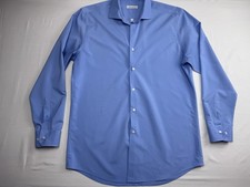 Perry Ellis Portfolio Dress Shirt Mens 16 34 35 Blue Long Sleeve Button Up
