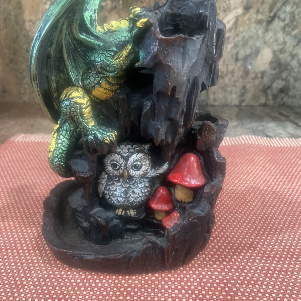  9” Fire breather green dragon and bag of incense Fog like waterfall incense  - Image 3 of 4