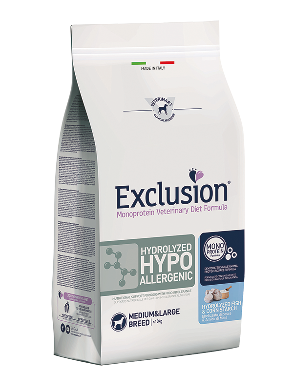Exclusion Hydrolyzed Fish & Corn Starch Medium Breed Crocchette per Cani 2 kg