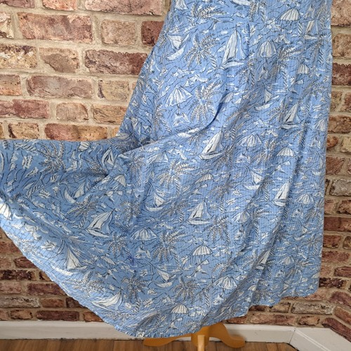 Laura Ashley Dress Blue Floral UK 14 Fit Flare Lined Below Knee Halter Neck - Picture 4 of 12