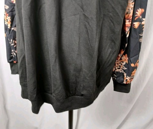 Bloomchic Halloween Floral Patchwork  Raglan Sleeve Sweatshirt Black Womens 2X  - Picture 4 of 12