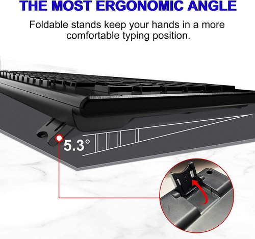 TNBIU Wireless Keyboard, 2.4G Ergonomic Wireless Computer Keyboard, Full Size - Picture 6 of 7
