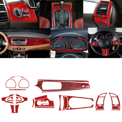 25Pcs Red Carbon Fiber Full Set Interior Dashboard Cover Trim For BMW Z4 03-08