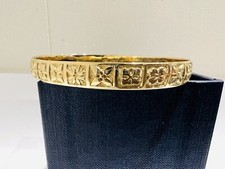 14K Solid Yellow Gold Hawaiian Heirloom Quilted Pattern Bangle Bracelet