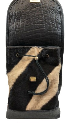 Genuine ZEBRA HIDE & BUFFALO HIDE MINI BACKPACK PURSE - BLK  display picture 1