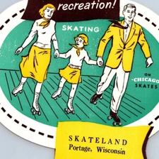1940s Skateland Roller Skating Rink Sticker Portage Columbia County Wisconsin