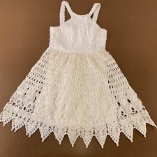 Jodi Kristopher Juniors Size 3 White/Ivory Crochet Sleeveless Lined Dress New