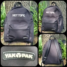 Black YakPak Hot Topic Back Pack Book Bag Two Pouch Zipper Adjustable Straps