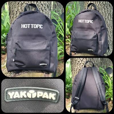 Black YakPak Hot Topic Back Pack Book Bag Two Pouch Zipper
