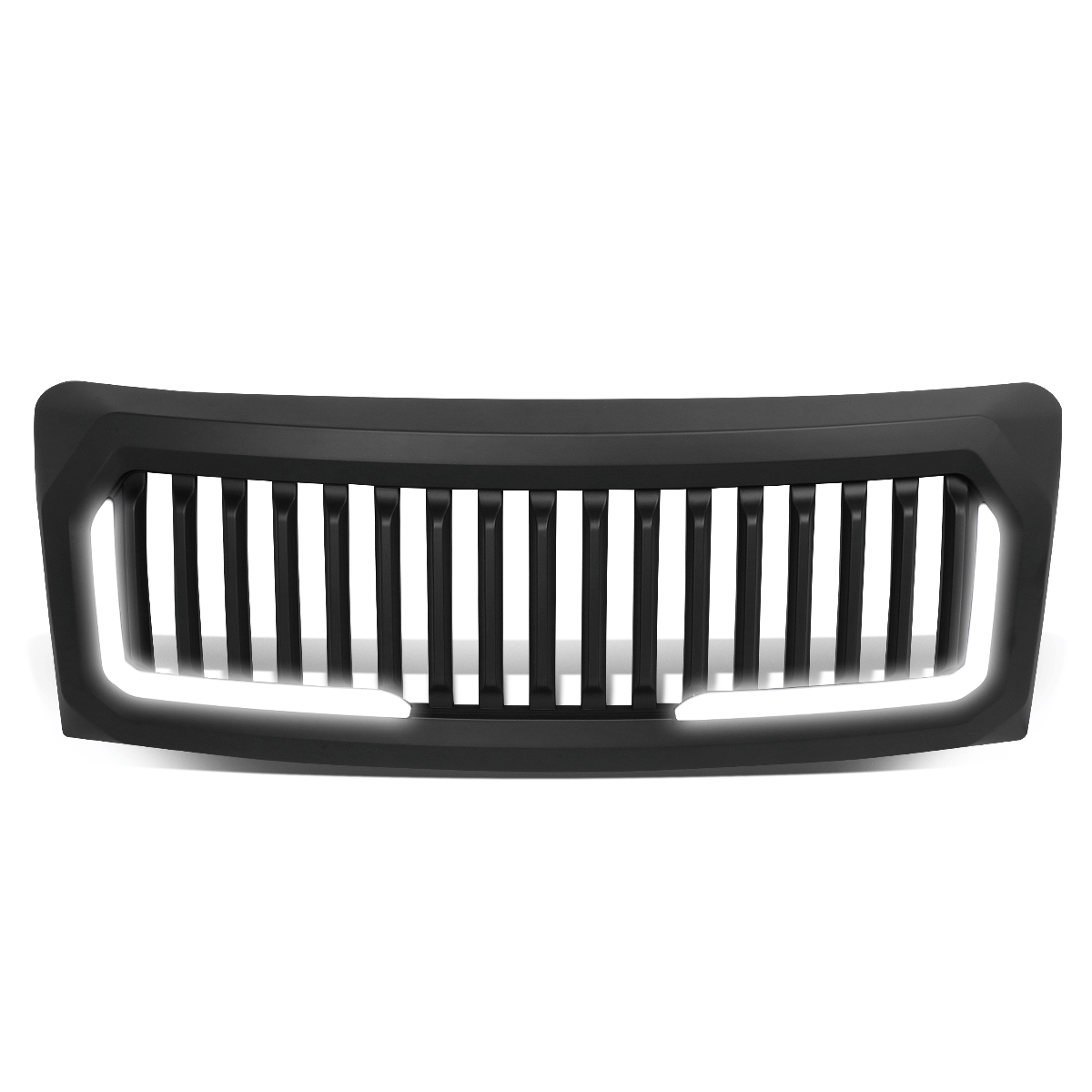 For 2009-2014 F-150 LED Badgeless Vertical Slat Matte Front Hood Grille Frame