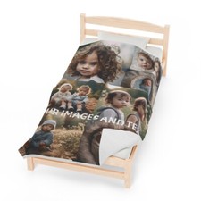 Custom Velveteen Plush Blanket personalized with your photo or photos and text