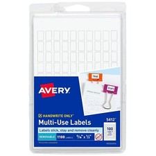 Avery 05412 Removable Multi Labels, 5/16-Inch x 1/2-Inch ,White,1000 Labels/Pack