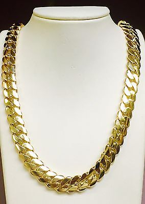 Necklace 14K Yellow Gold Filled Solid Ladies Statement Cuban Link Chain 40cm
