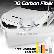 7d Carbon Fiber White High Gloss Auto Vinyl Wrap Sticker Sheet Film Decal Diy 6d