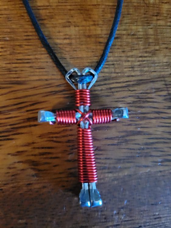 Red Horseshoe Nail Cross Necklace – Horseshoe Crosses