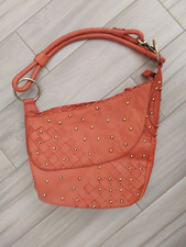 Maxximum Orange Leather Studded Shoulder Handbag. Size 9x12x2