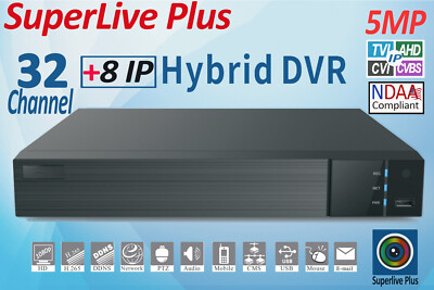SuperLive Plus 32CH DVR 5MP 1080p Analog Hybrid DVR 4xSATA H.265 NDAA Compliant