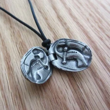 Tullimonstrum Concretion Necklace - Pewter Tully Monster Fossil Pendant