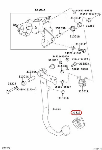 Almohadilla de pedal manual genuina Toyota 93-98 Supra JZA80 78111-12100×2 31321-14020 OEM Foto 3 de 4