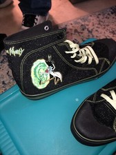 EMP Rick & Morty Tops Altos Negro con Cordones Verdes EE. UU. Talla 14