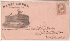 Indianapolis Ind 1868 Illust advt cover BATES HOUSE (d273)