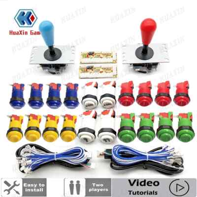 2 Players Arcade Buttons and Joystick HAPP Kit Controller USB Encoder MAME DIY