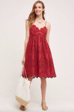 NEW Anthropologie Red Summer Moon Midi Dress by Maeve Lace Sz 8 $168 